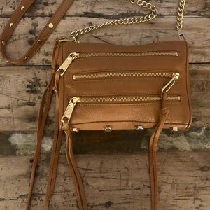 Rebecca Minkoff 5 Zip Mini Crossbody Bag, Tan, (NWOT)